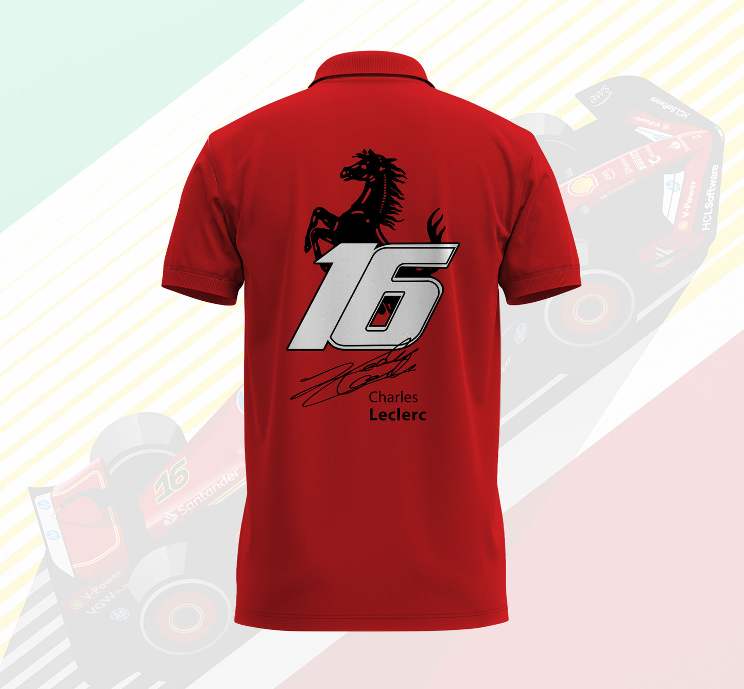 Charles Leclerc 16 Ferrari Polo T-shirt