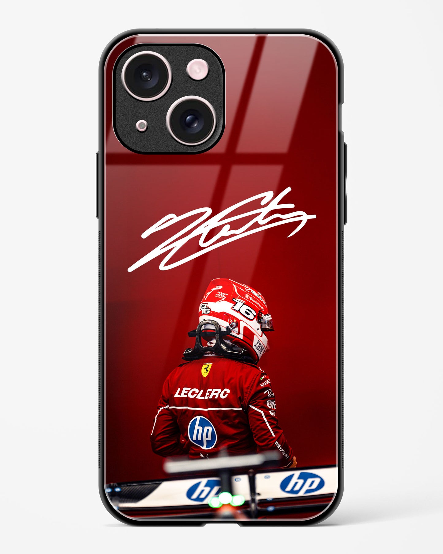 Charles Leclerc Signature Ferrari Glass Case Phone Cover