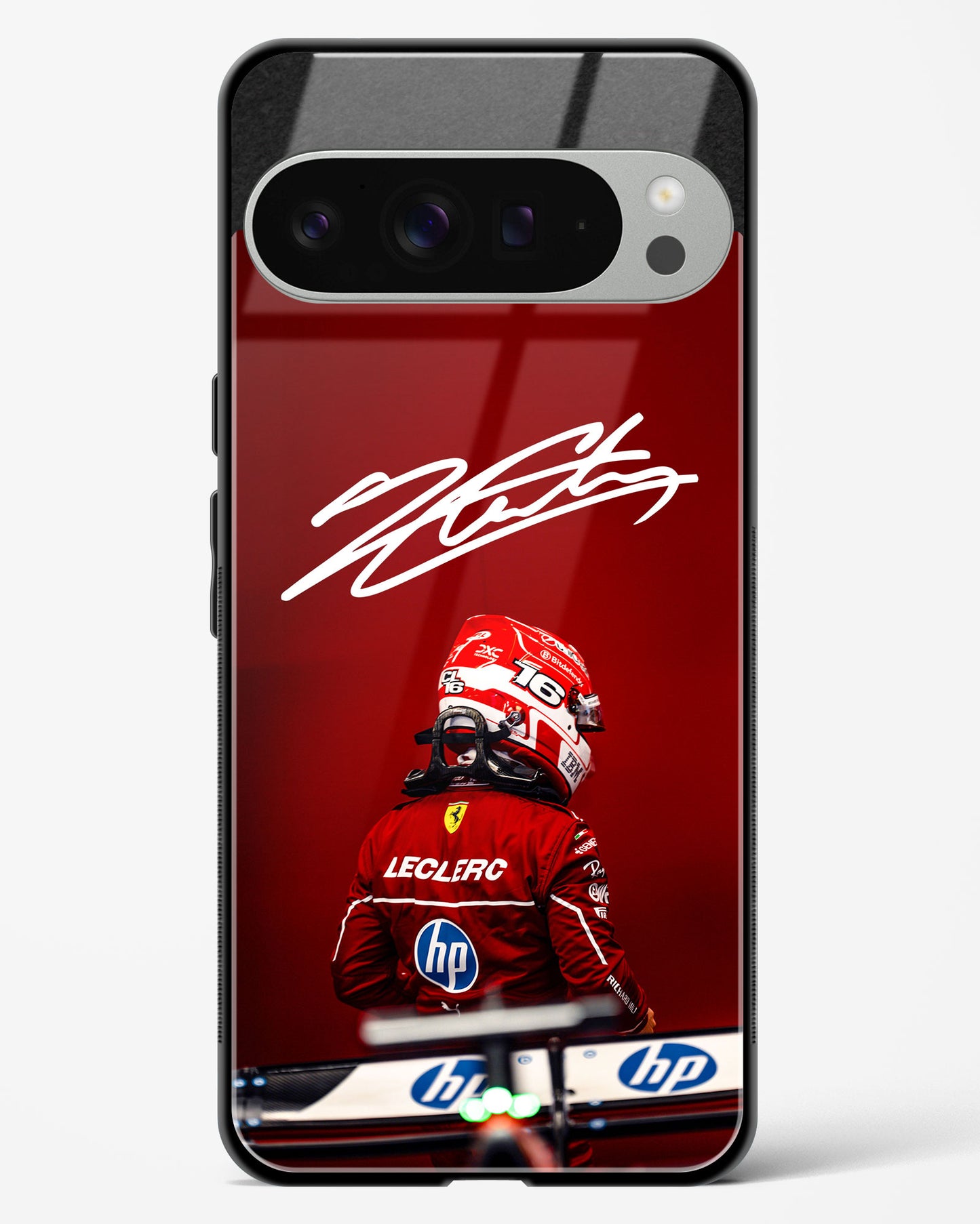 Charles Leclerc Signature Ferrari Glass Case Phone Cover