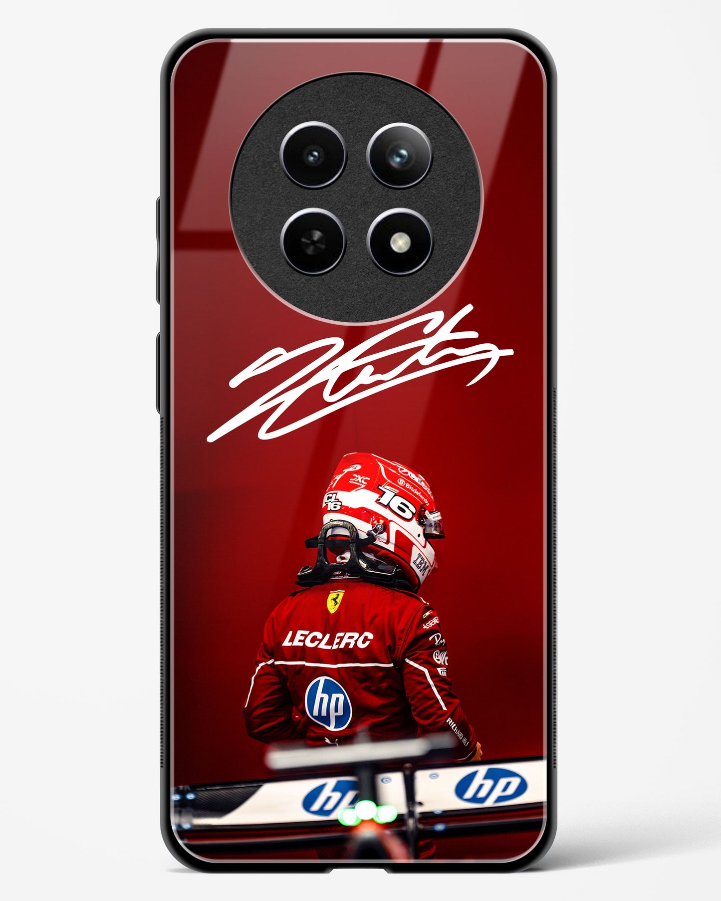 Charles Leclerc Signature Ferrari Glass Case Phone Cover