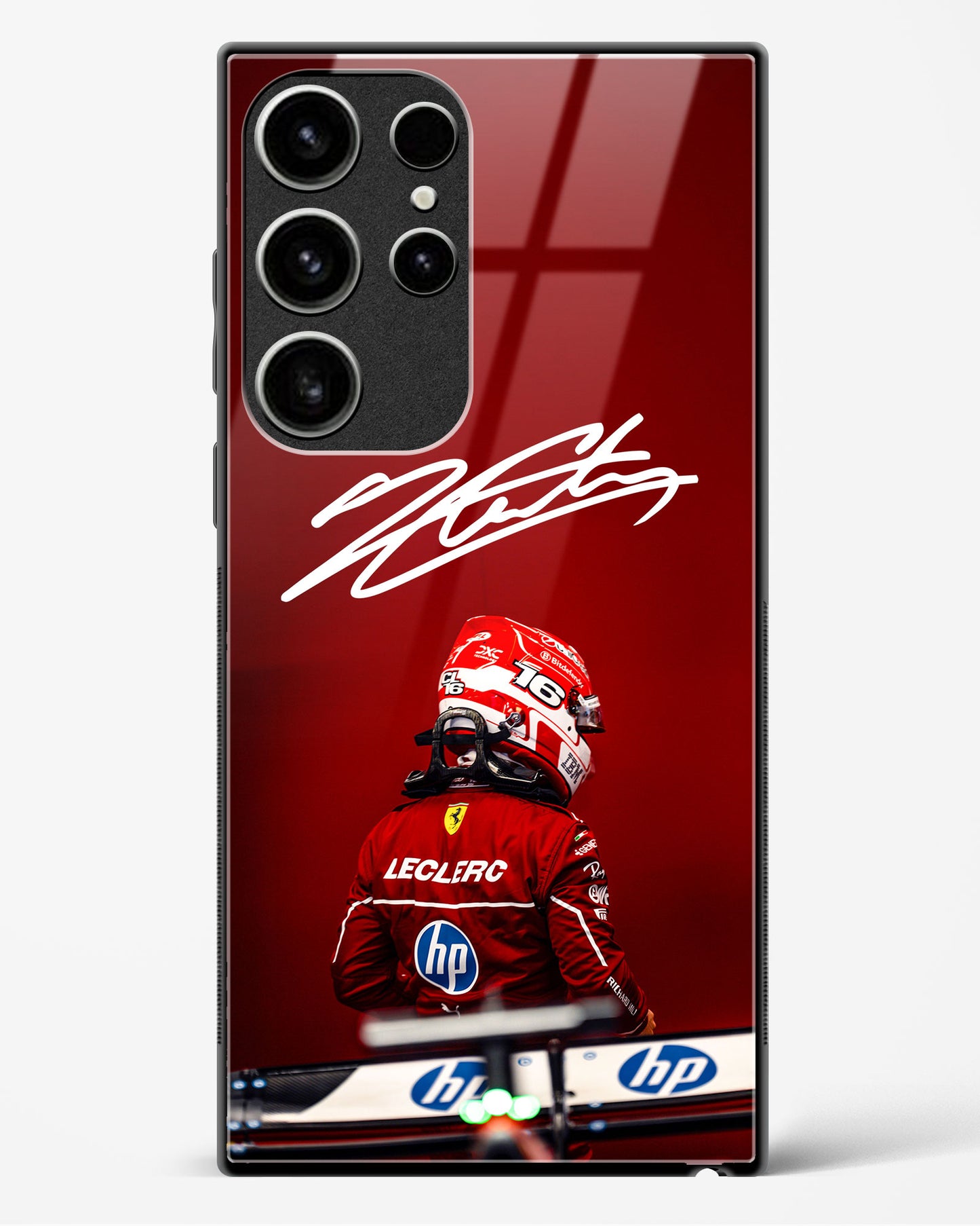 Charles Leclerc Signature Ferrari Glass Case Phone Cover