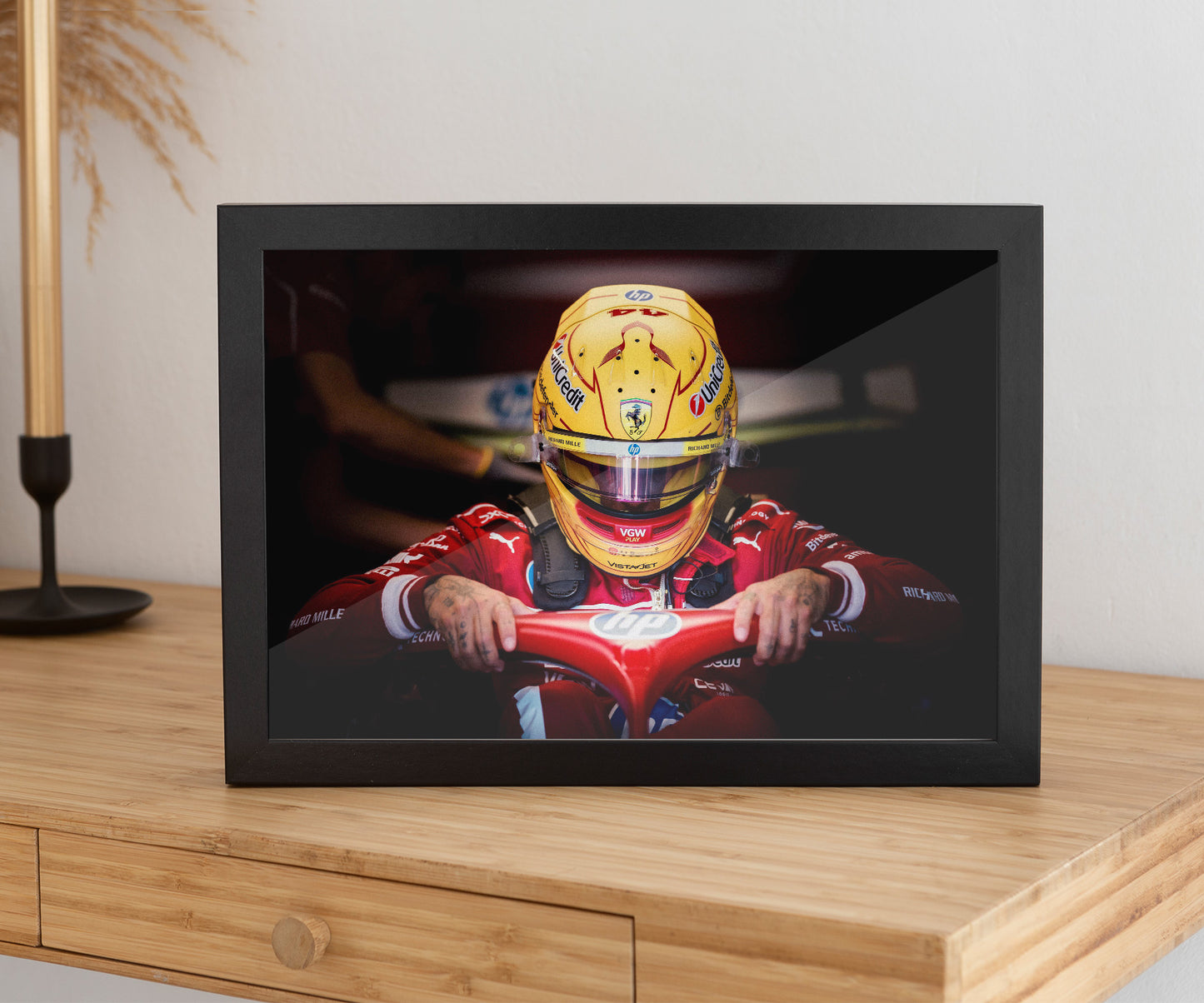 Lewis Hamilton Ferrari framed poster
