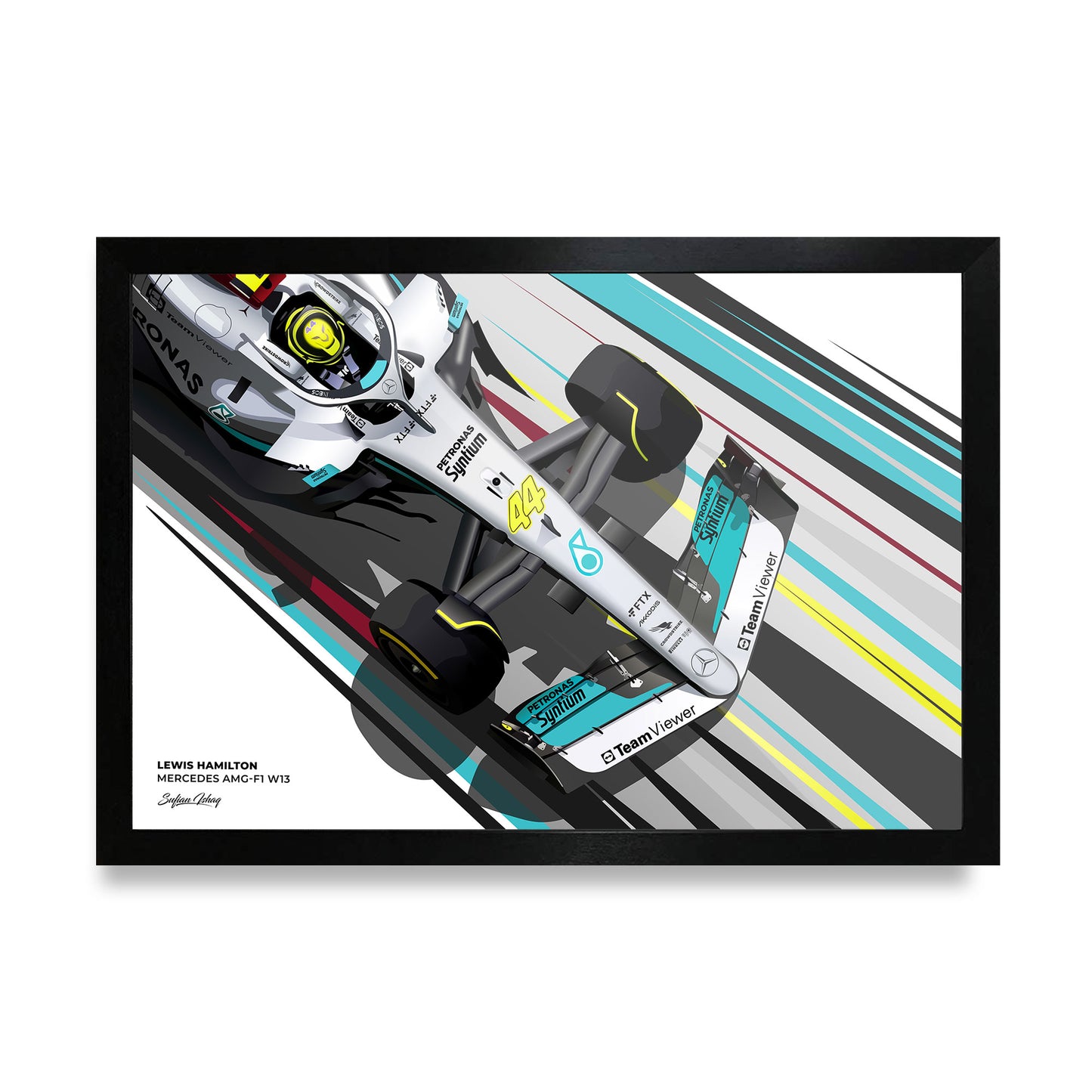 Lewis Hamilton W13 illustration art frame