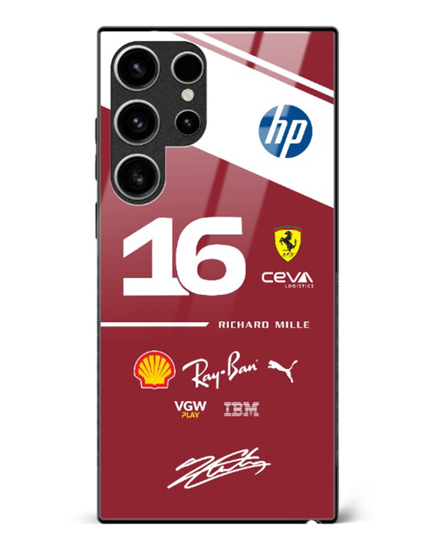 Charles Leclerc Ferrari 2025 Glass Case Phone Cover