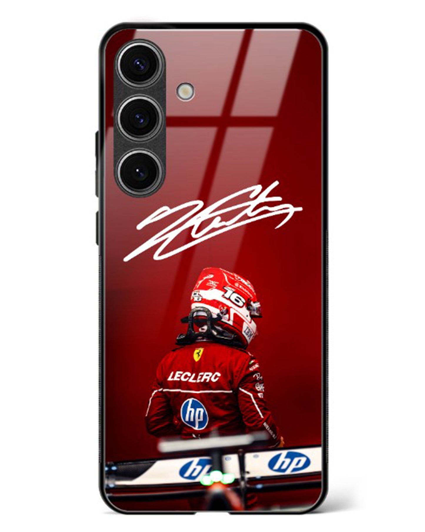 Charles Leclerc Signature Ferrari Glass Case Phone Cover