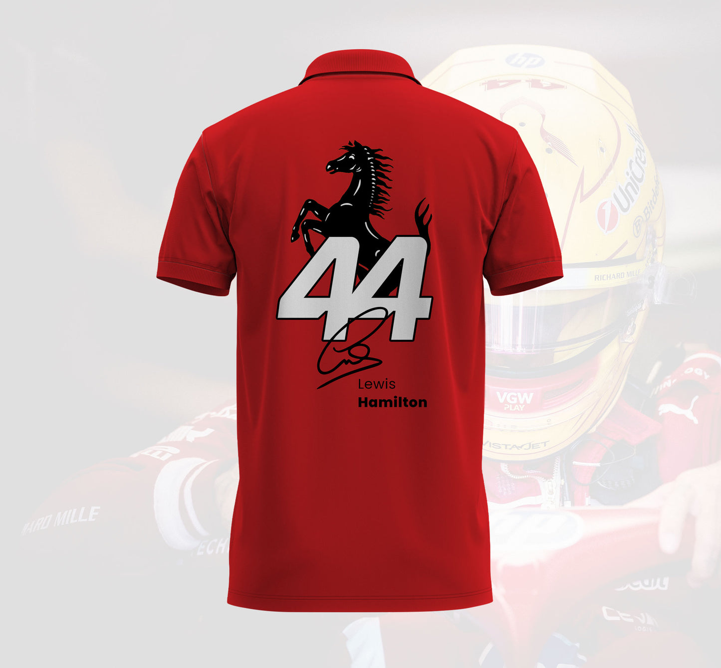 Lewis Hamilton 44 Ferrari Polo T-shirt