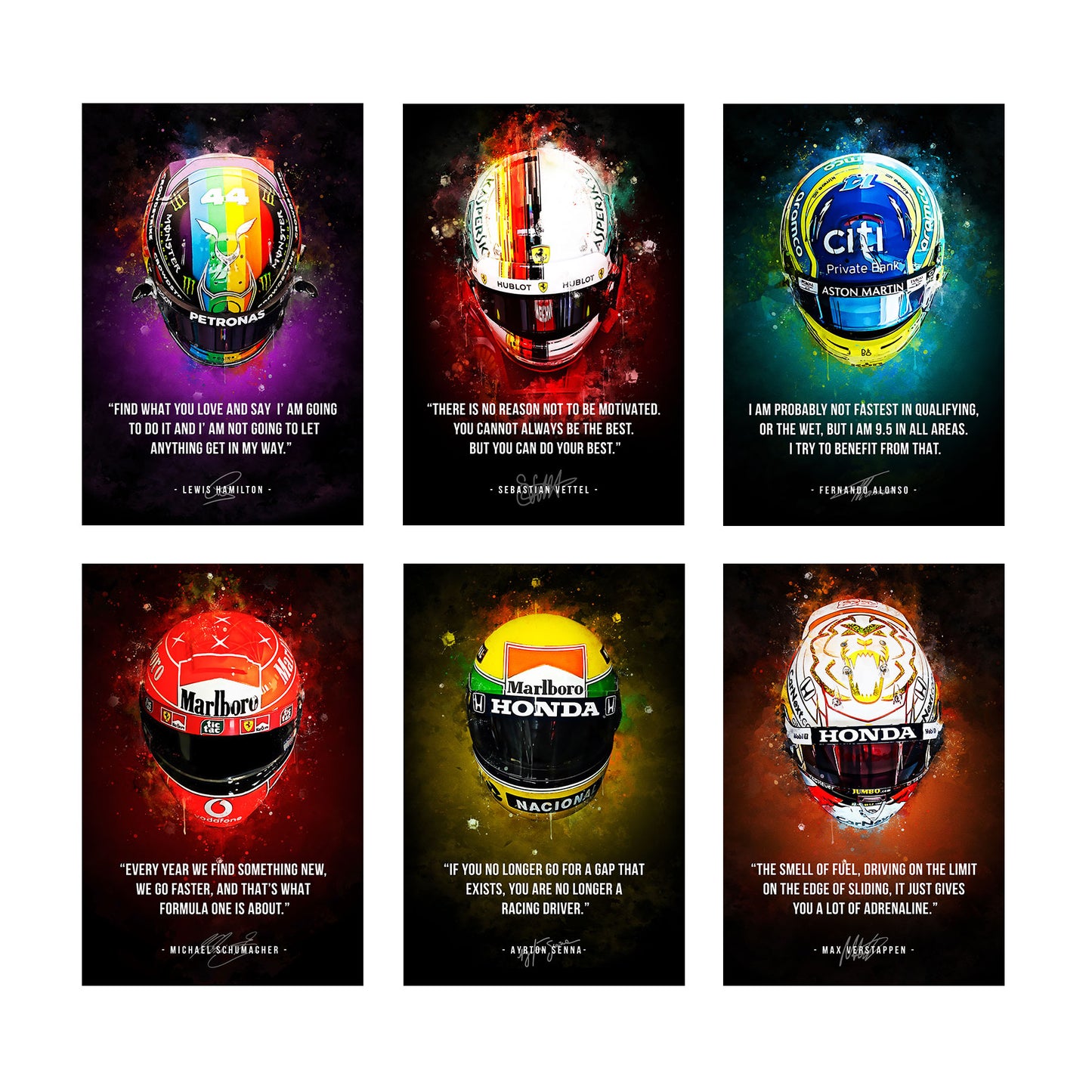 Formula 1 Helmets Poster