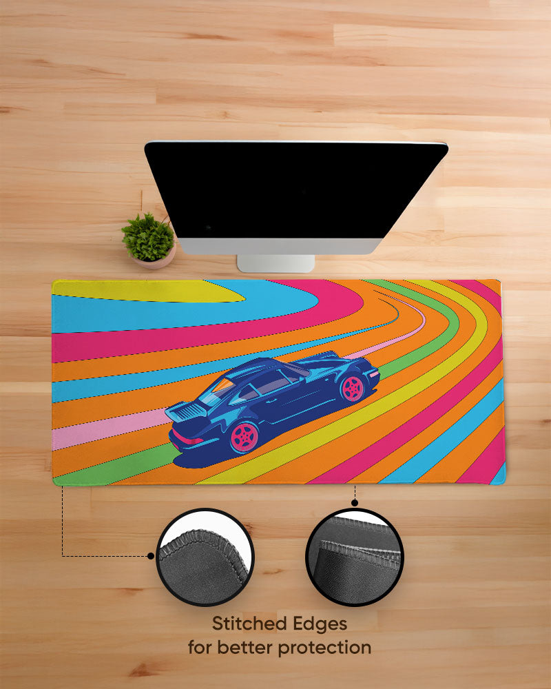 Porsche on the highway EdgeGuard Desk Mat