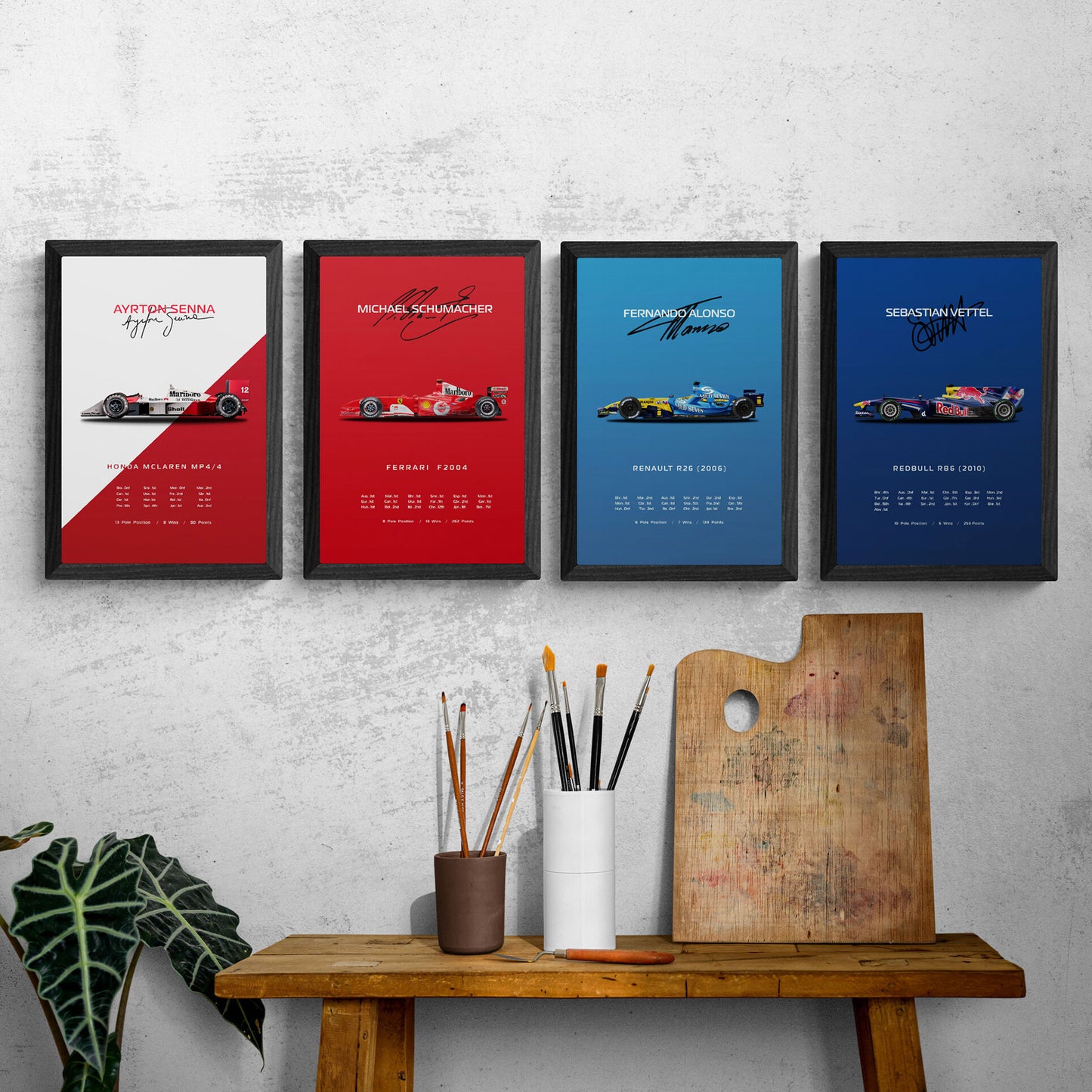 F1 Legends Framed Poster Set of 4