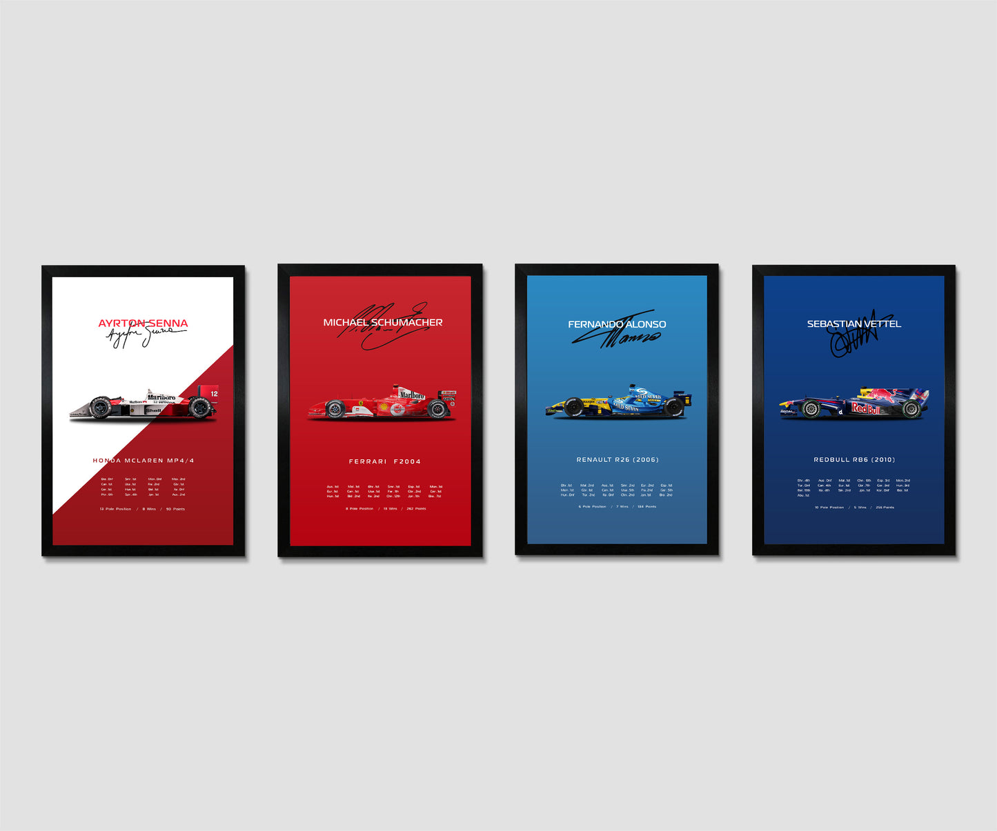 F1 Legends Framed Poster Set of 4