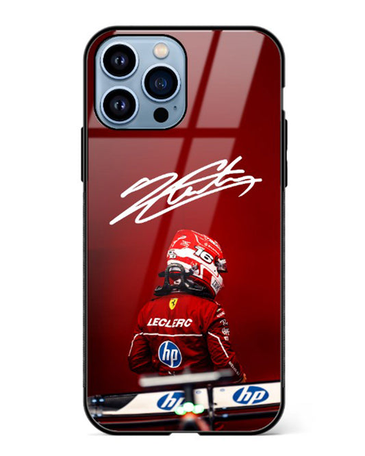 Charles Leclerc Signature Ferrari Glass Case Phone Cover