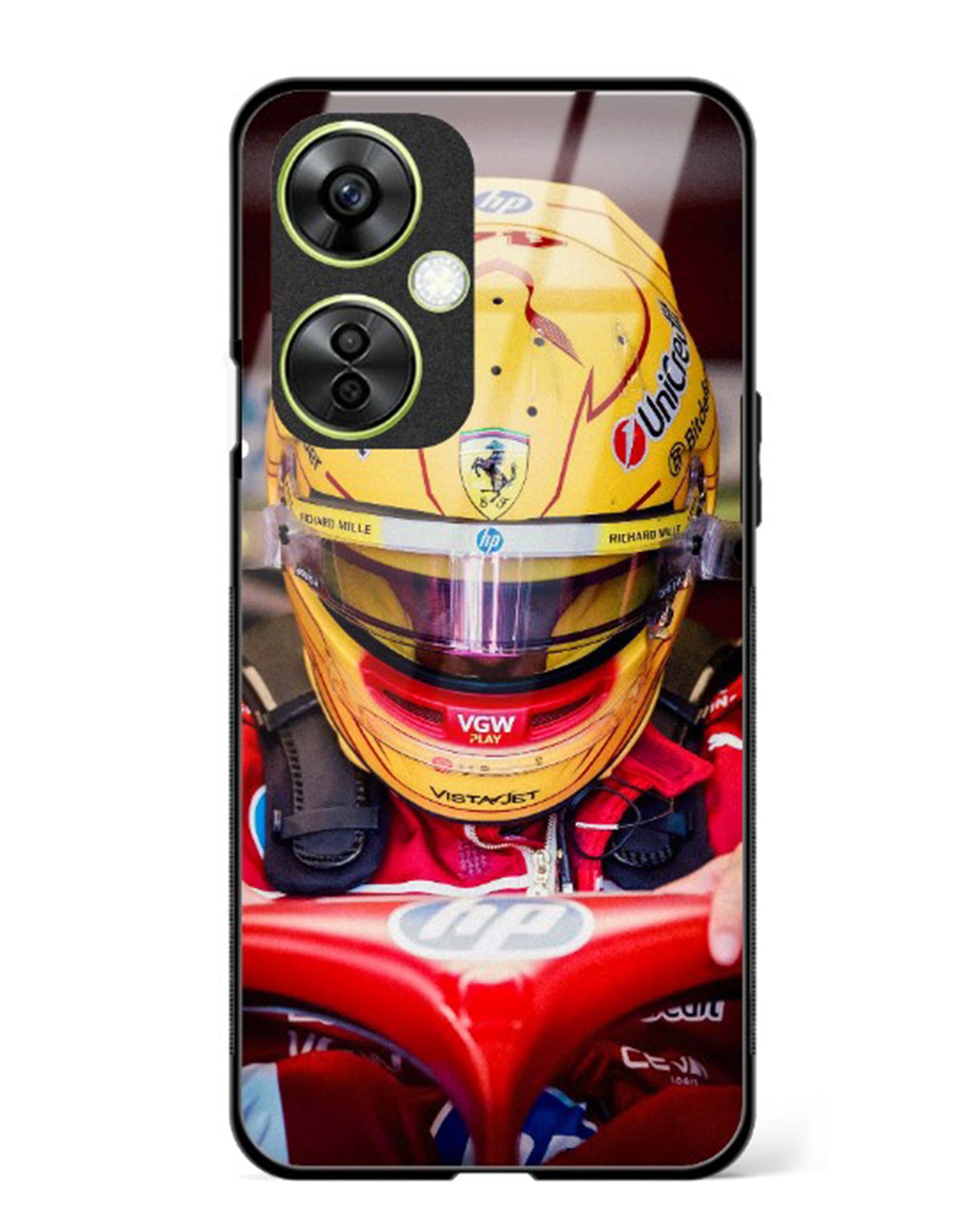 Lewis Hamilton Ferrari Helmet Glass Case Phone Cover