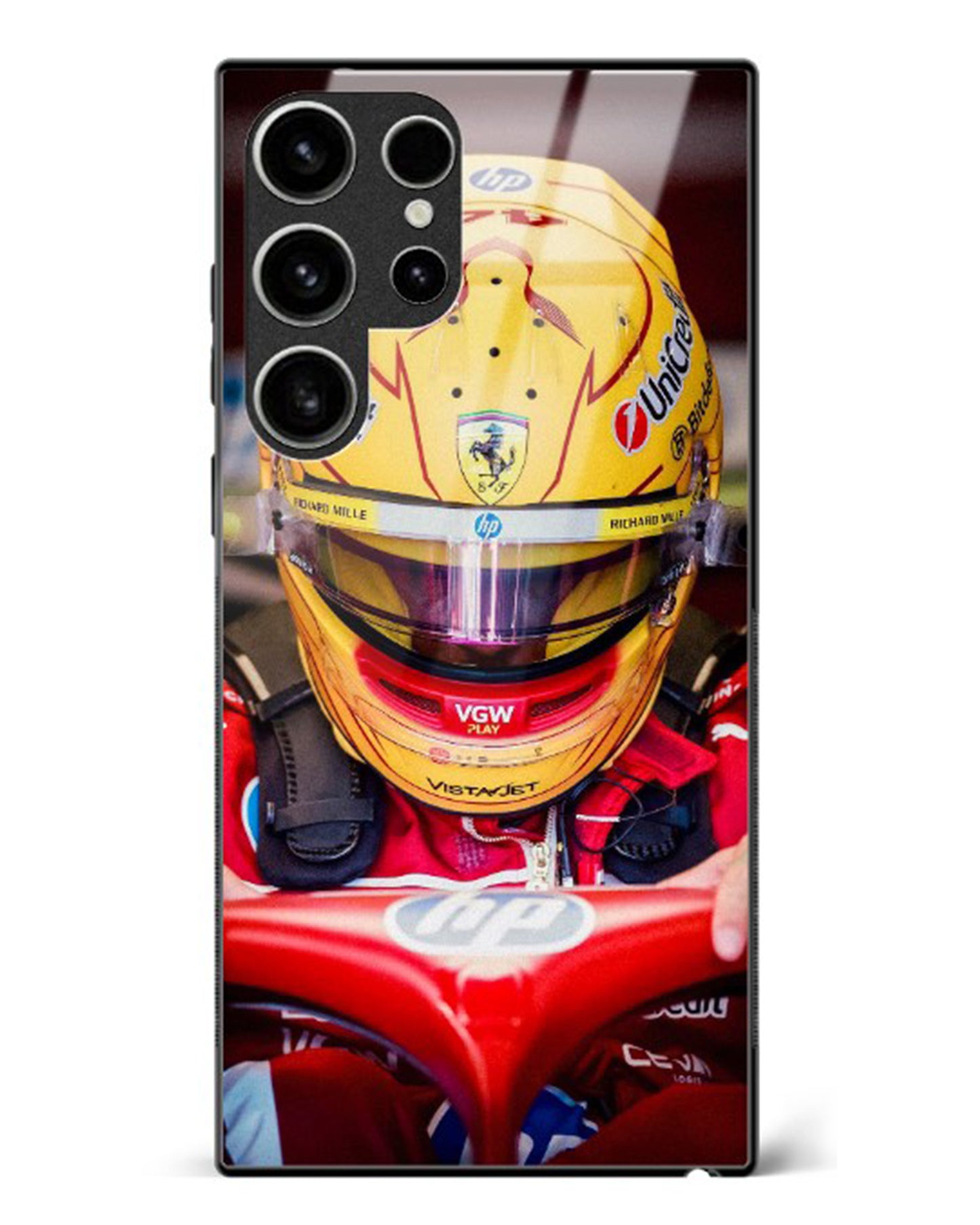 Lewis Hamilton Ferrari Helmet Glass Case Phone Cover