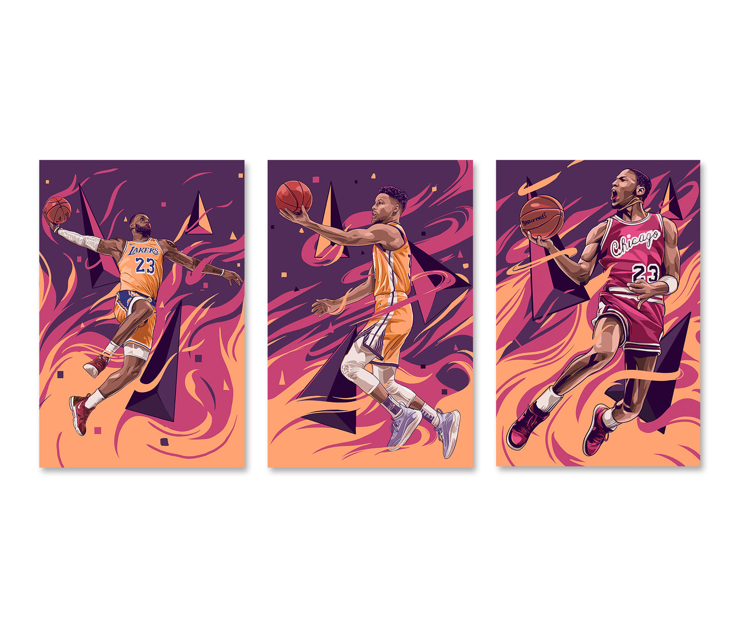 Basketball Art Poster Set of 3